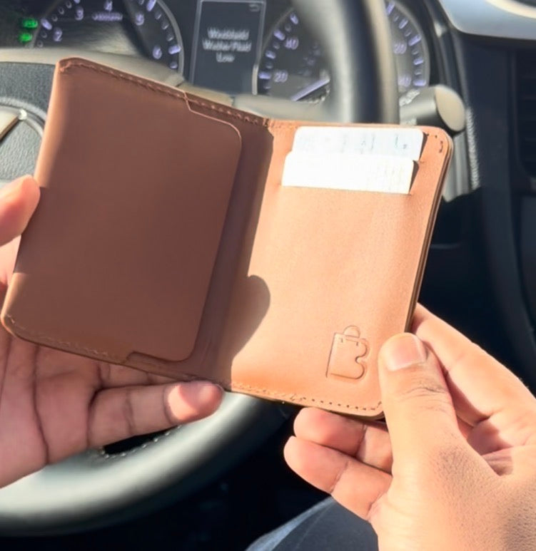 Golden Dune Card Holder | Magnetic Leather Card | Hand Made Leather Card Holder