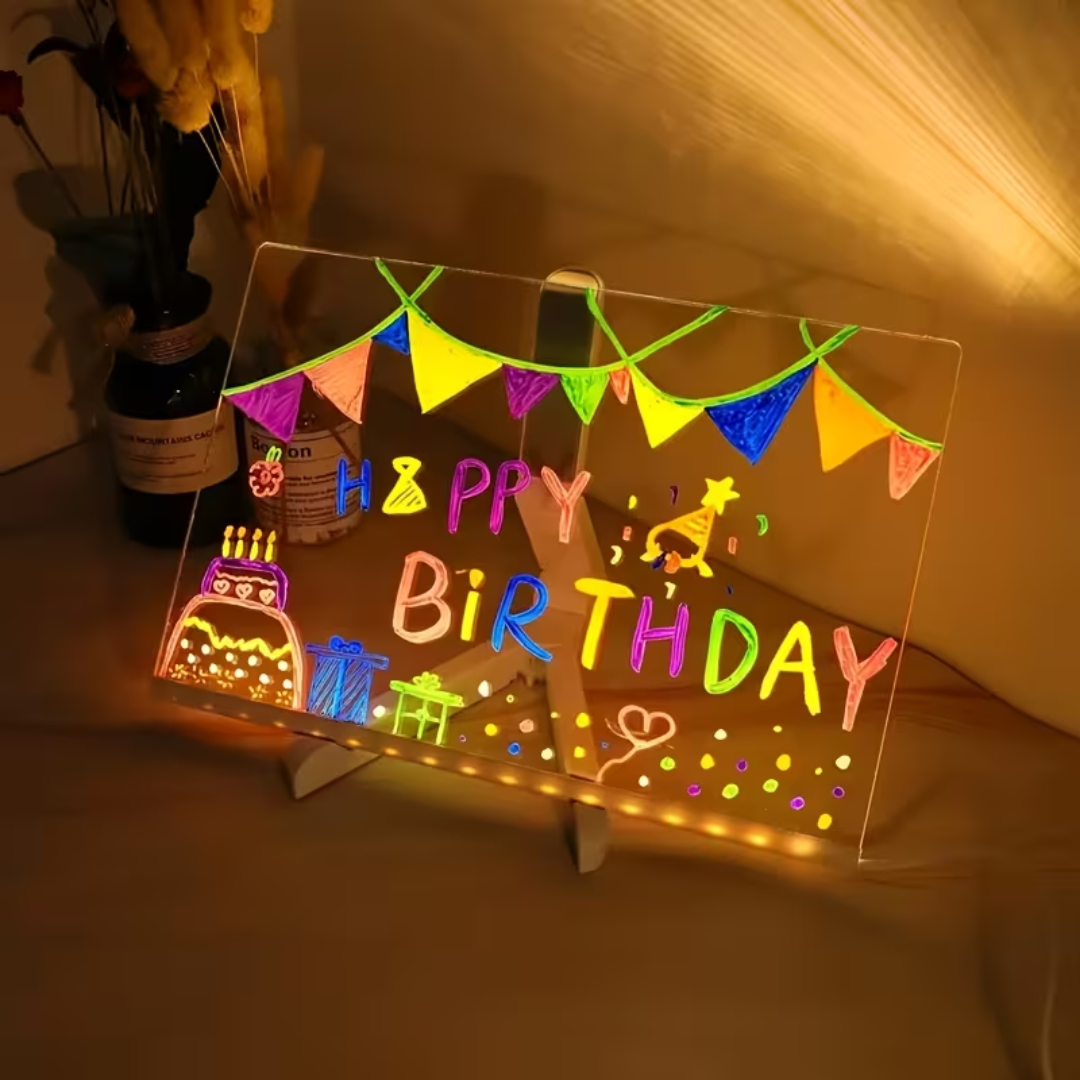 Led Note Board With Colors, Light Up Acrylic Message Board, Glowing Acrylic Dry Erase Board With Light, Led Boards To Write On, Led Writing Board Led Drawing Board