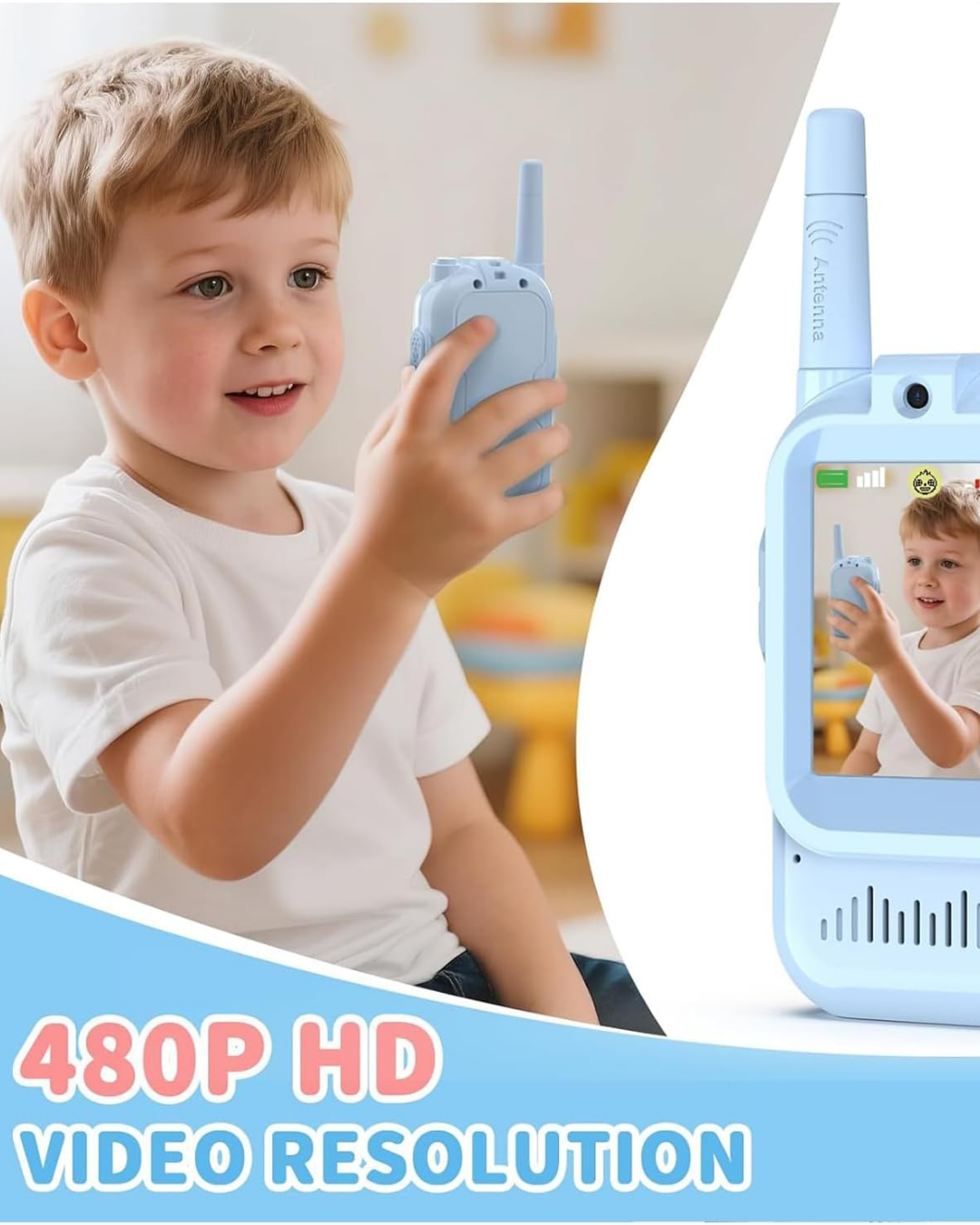 Kids Video Walkie Talkie Toy (pack of 2)(blue and pink) - 2.4G WiFi Rechargeable Handheld Intercom with 2-Inch Screen and Fun Voice Changing Function for Boys & Girls