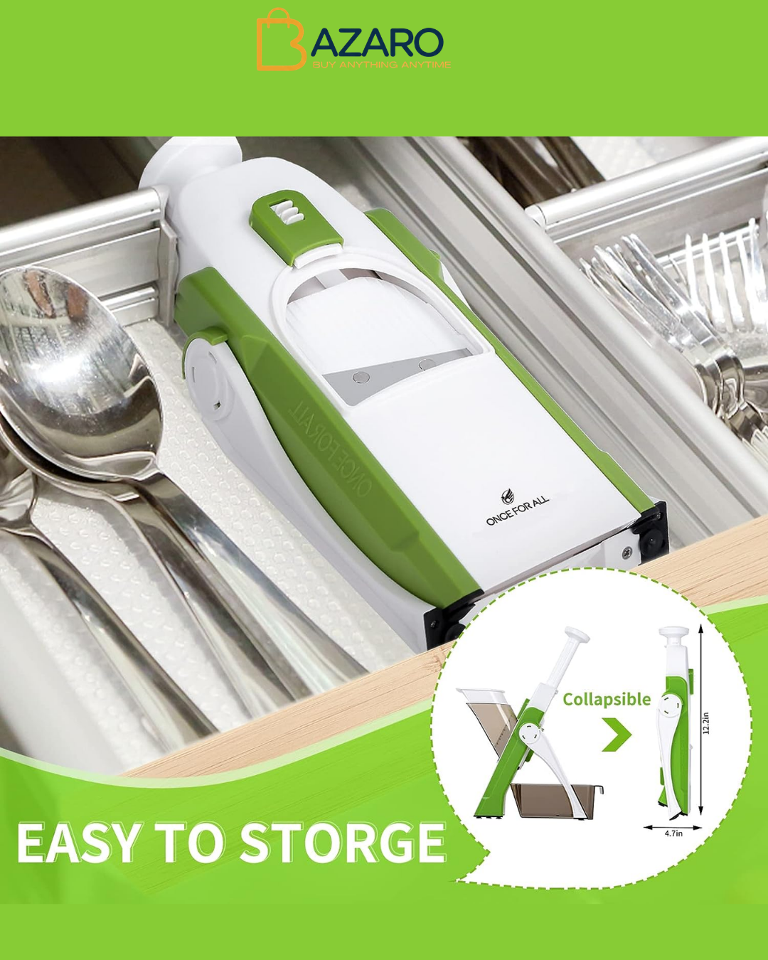 ONCE FOR ALL Vegetable Slicer with Collection Basin, Vegetable Slicer