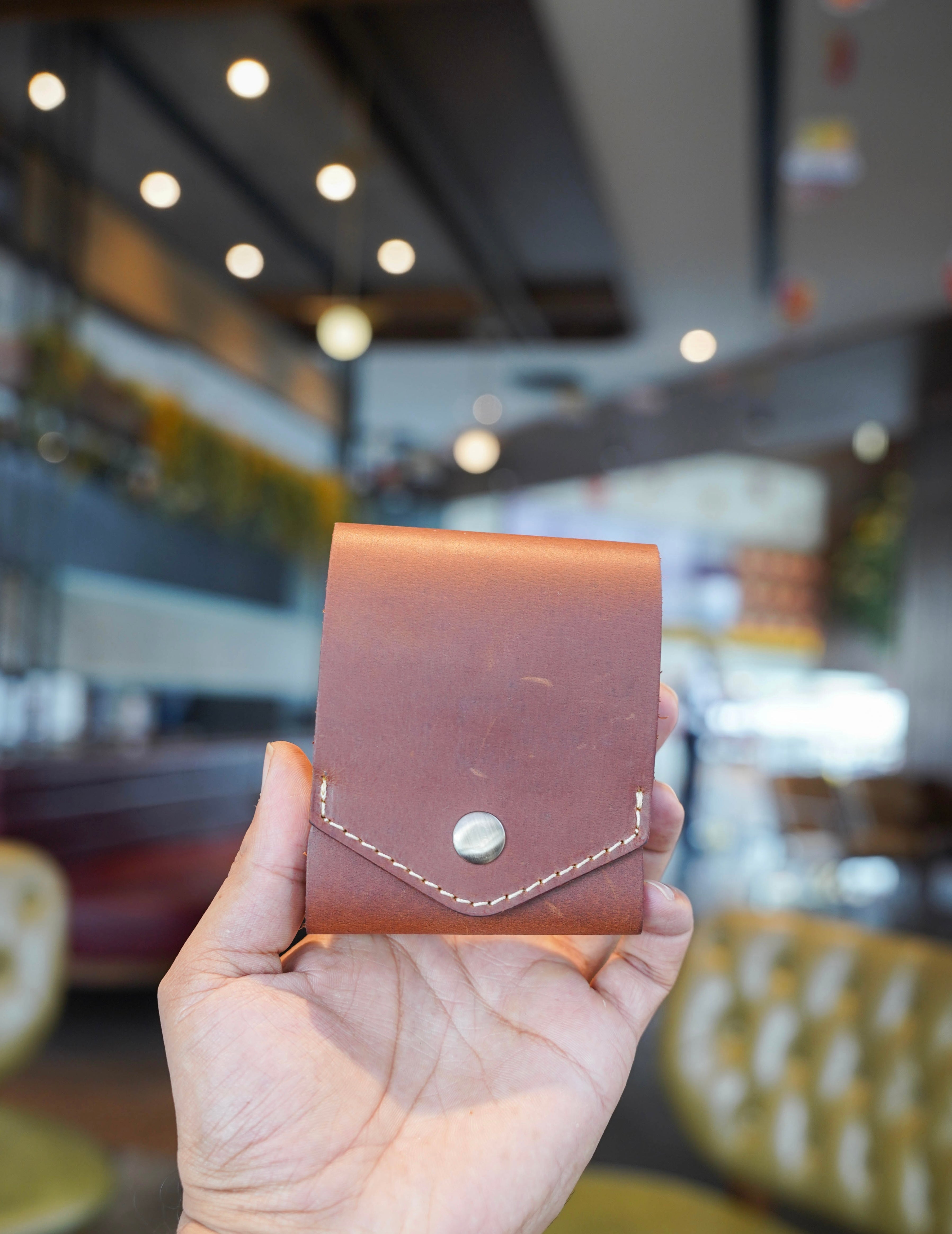 Handcrafted Genuine brown Leather Wallet with free leather keychain | Slim & Compact design