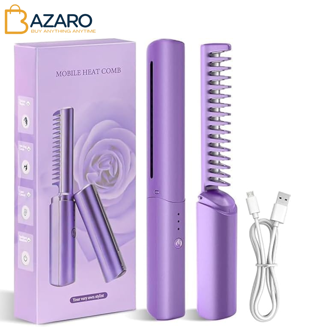 Mobile Heat Comb Cordless Hair Straightener Brush