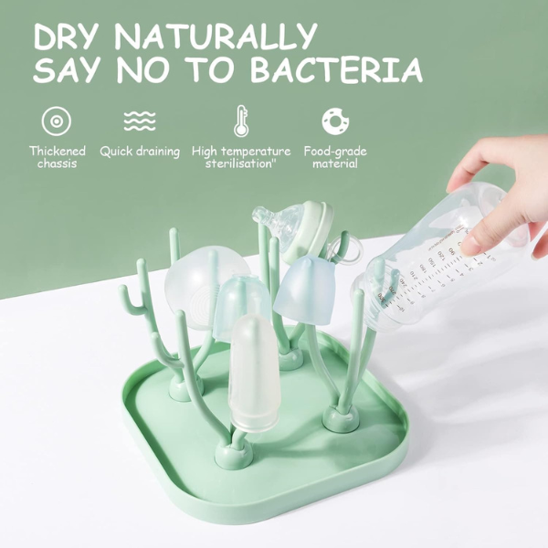 Baby Bottle Drying Rack With Detachable Drip Tray
