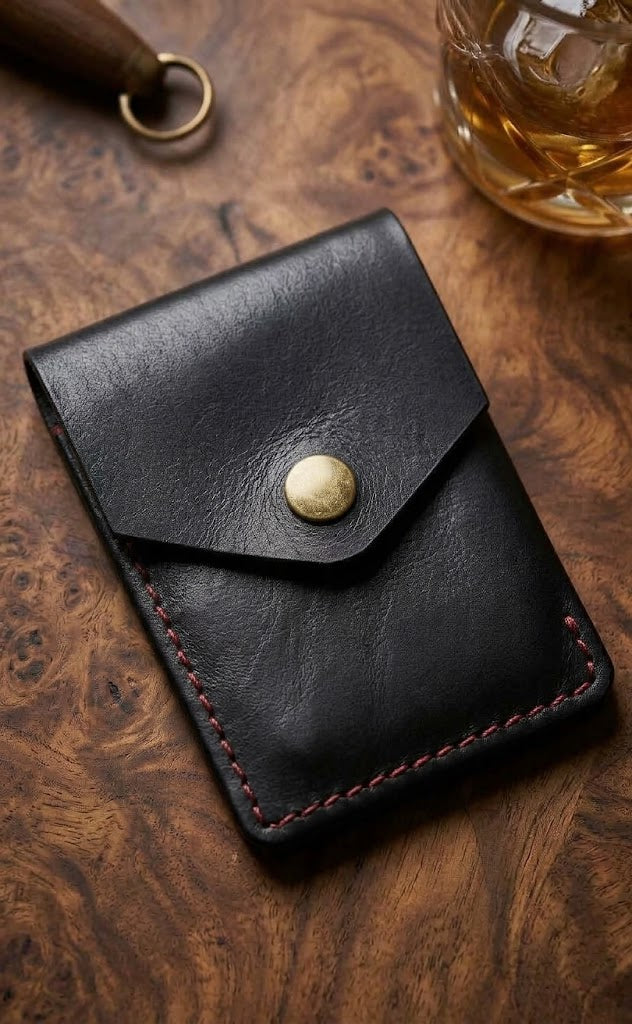 Eclipse Noir Double Fold | Handcrafted Leather Wallet
