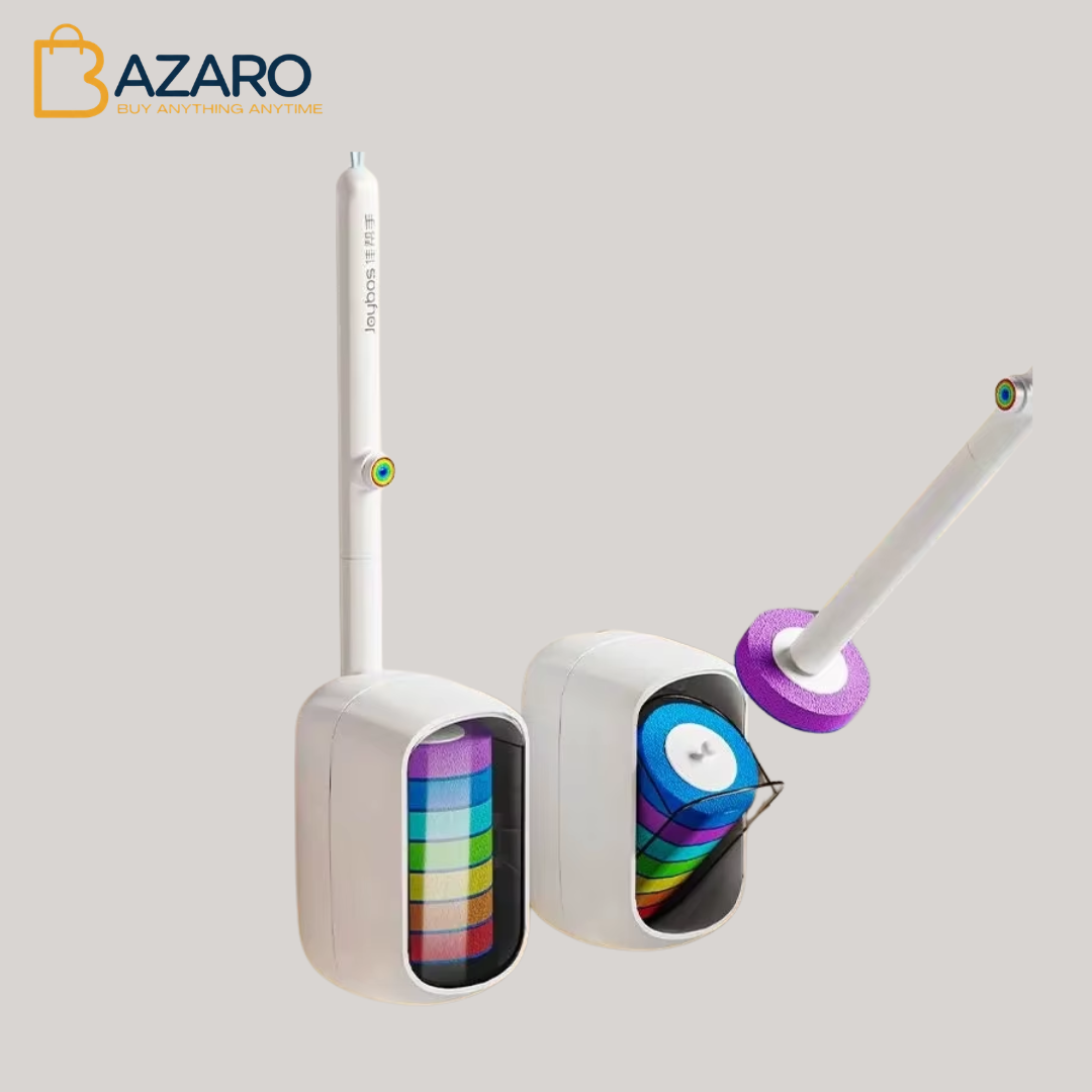 JOYBOS Hands-Free Disposable Toilet Brush with (14 pieces of disposable brush) Holder Set One-Touch Wall Mounted