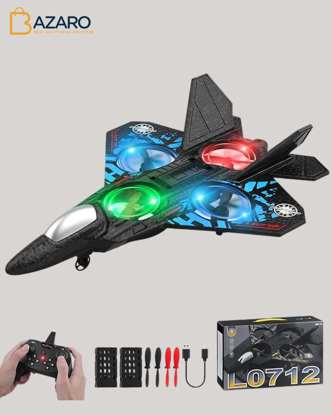 RC Plane 2.4GHz Remote Control Plane L0712 Quadcopter Hovering with Auto Hovering Fighter Aircraft RC Airplane RTF for Beginner, Kids and Adults,3D Flip Airplane Toy with Colored Lights USB Charging