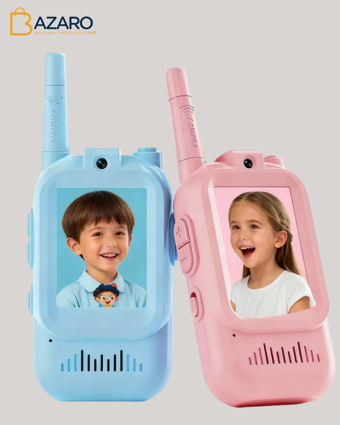 Kids Video Walkie Talkie Toy (pack of 2)(blue and pink) - 2.4G WiFi Rechargeable Handheld Intercom with 2-Inch Screen and Fun Voice Changing Function for Boys & Girls