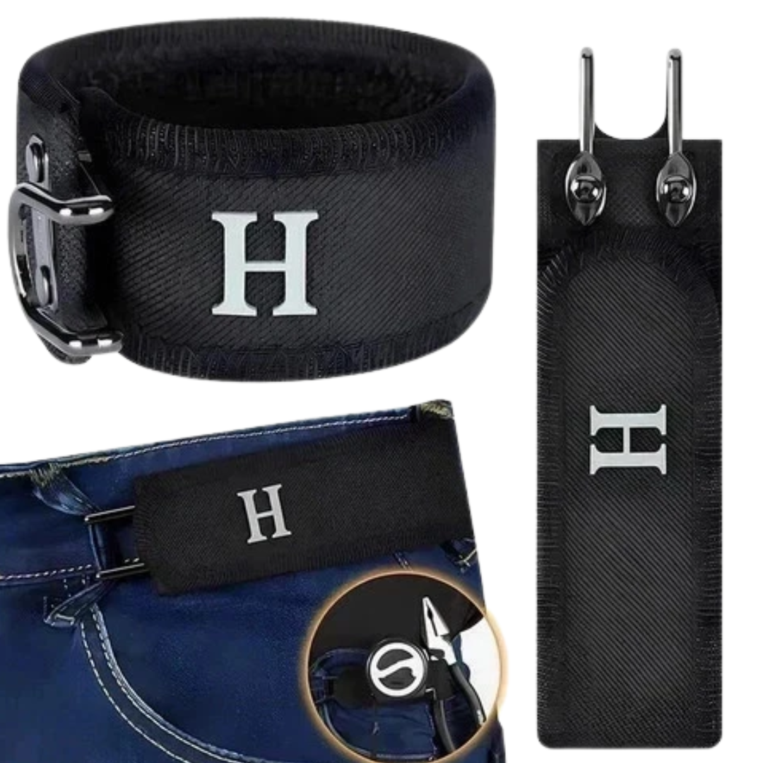 2PCS Tactical Metal Hook Elastic Belt, Adjustable Side Tactical Belt, Jeans Pants 1.5 Inches Wide and Easy To Use