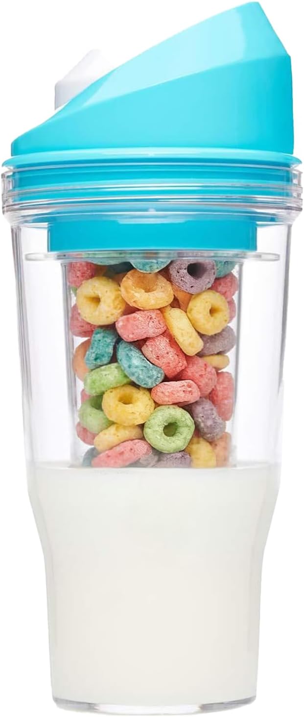 Milk and Cereal Cup | Cereal and Milk Drink Cup - Leak Proof Reusable Tumbler for Storage Breakfast Oats Snack Lunch Fruit