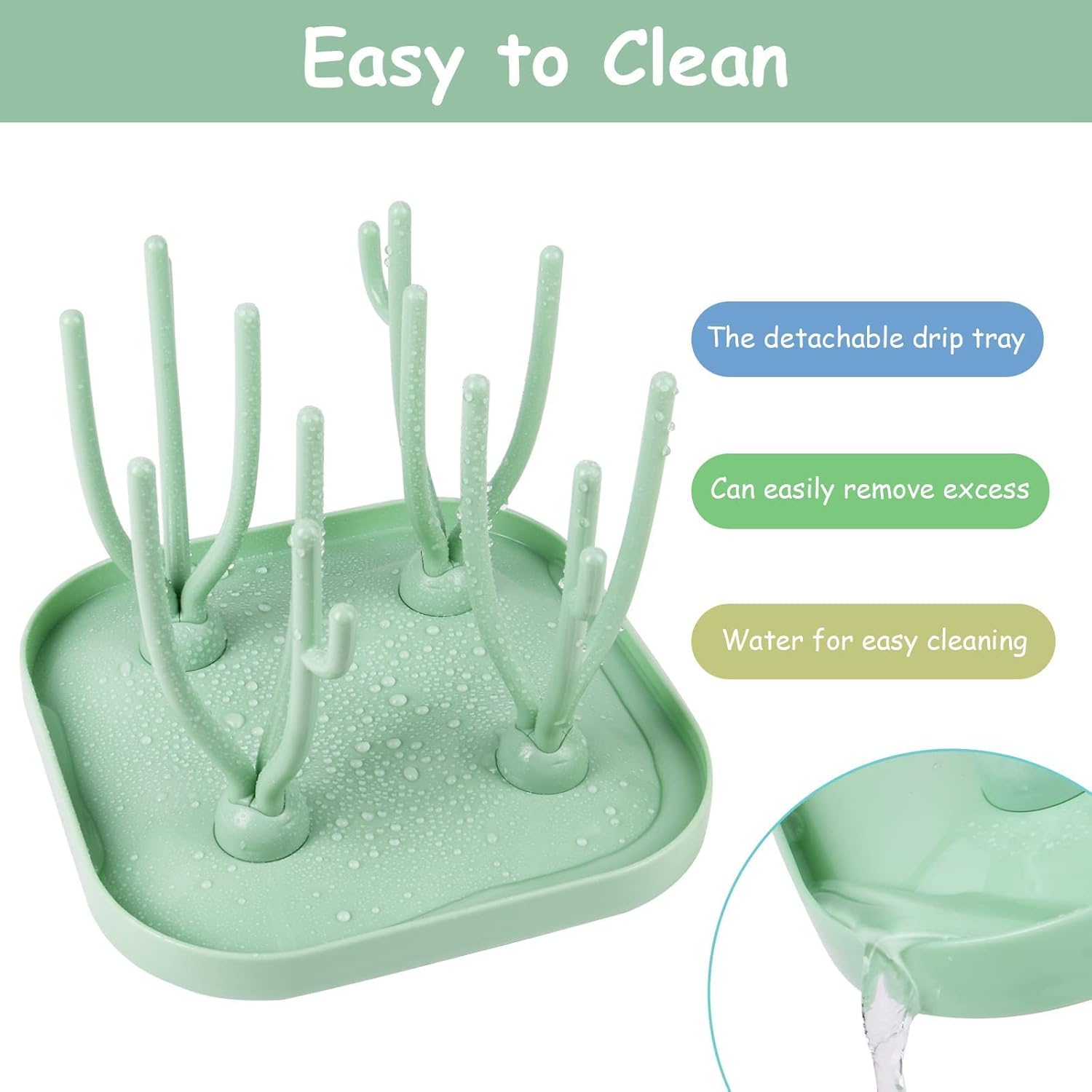 Baby Bottle Drying Rack With Detachable Drip Tray