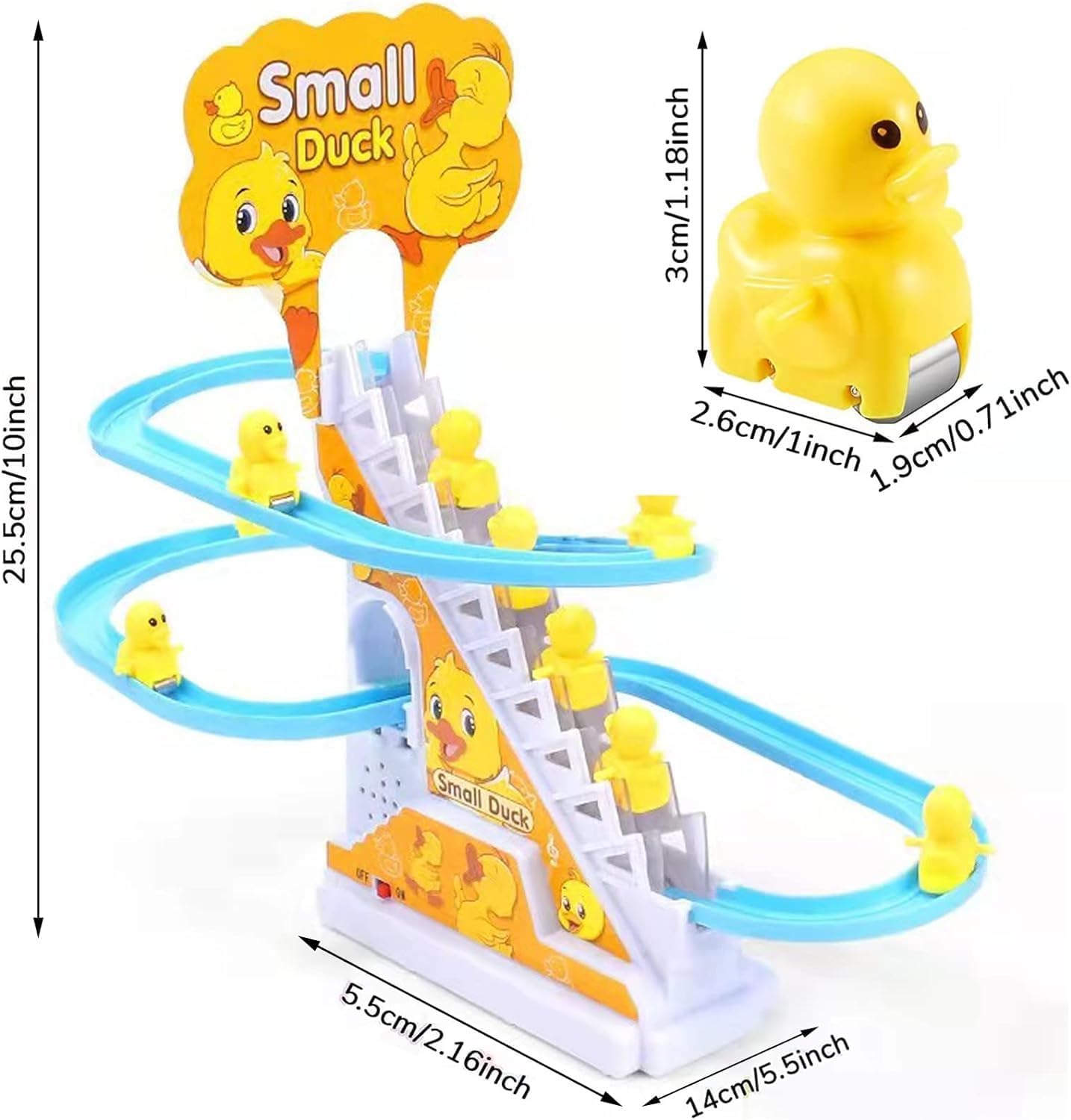 Duck Track Toys for Kids - Ducks Chasing Race Track Game Set - Small Ducks Stair Climbing Toys for Kids, Escalator Toy with Lights and Music - 3 Duck Included (Duck Track)
