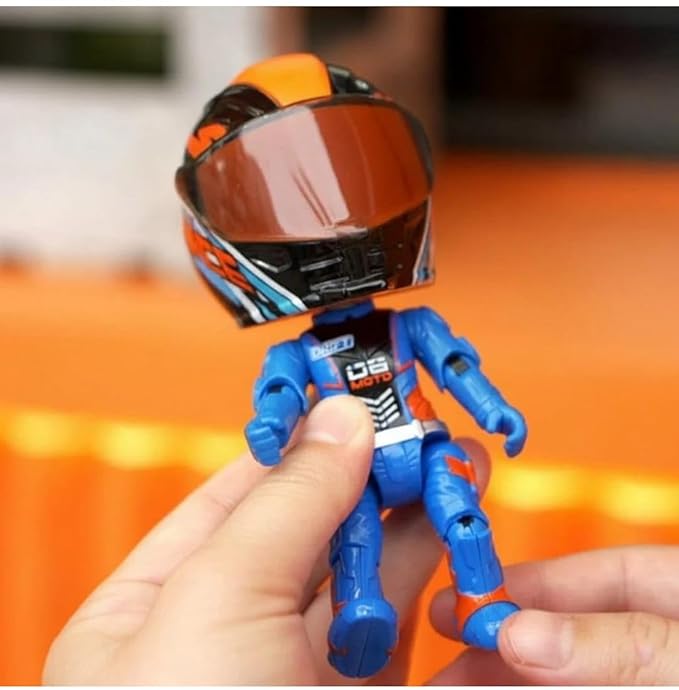 Mini Motorcycle Rider Action Figure Toy with Helmet