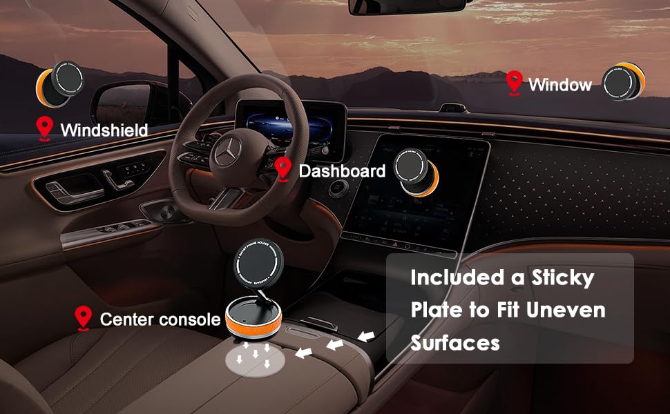 Magnetic Car Phone Holder,360°Adjustable Dashboard Mount with Mounting Pad