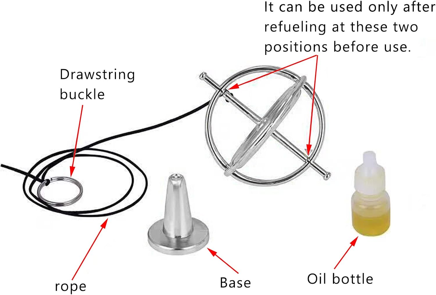 Gyroscope, Zinc Alloy Silver Anti Gravity Toy Gyroscope Balance Toy Metal Gyroscope Mechanical Structure for Adults And Children