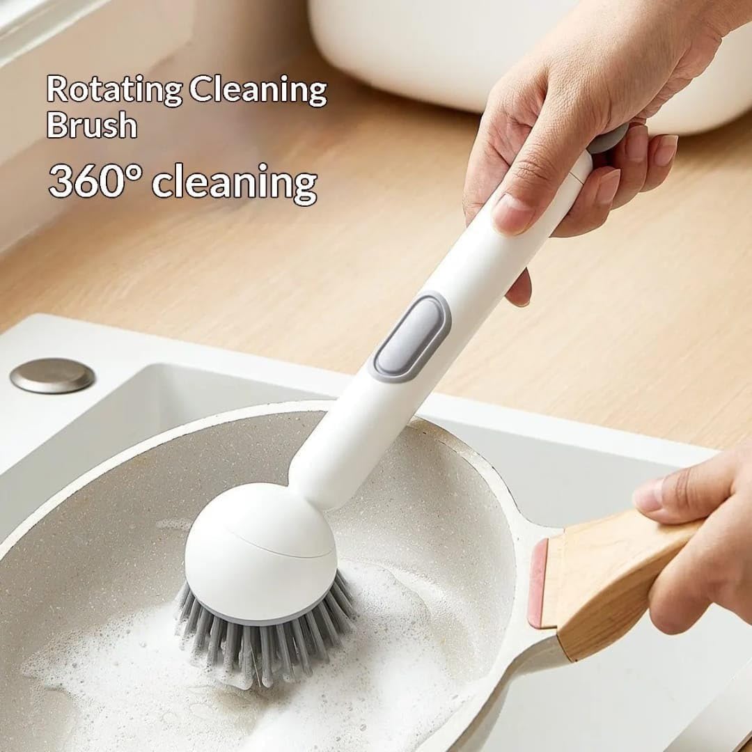 Dish Cleaning Brush with Soap Dispenser | Kitchen Scrubber with Ergonomic Handle