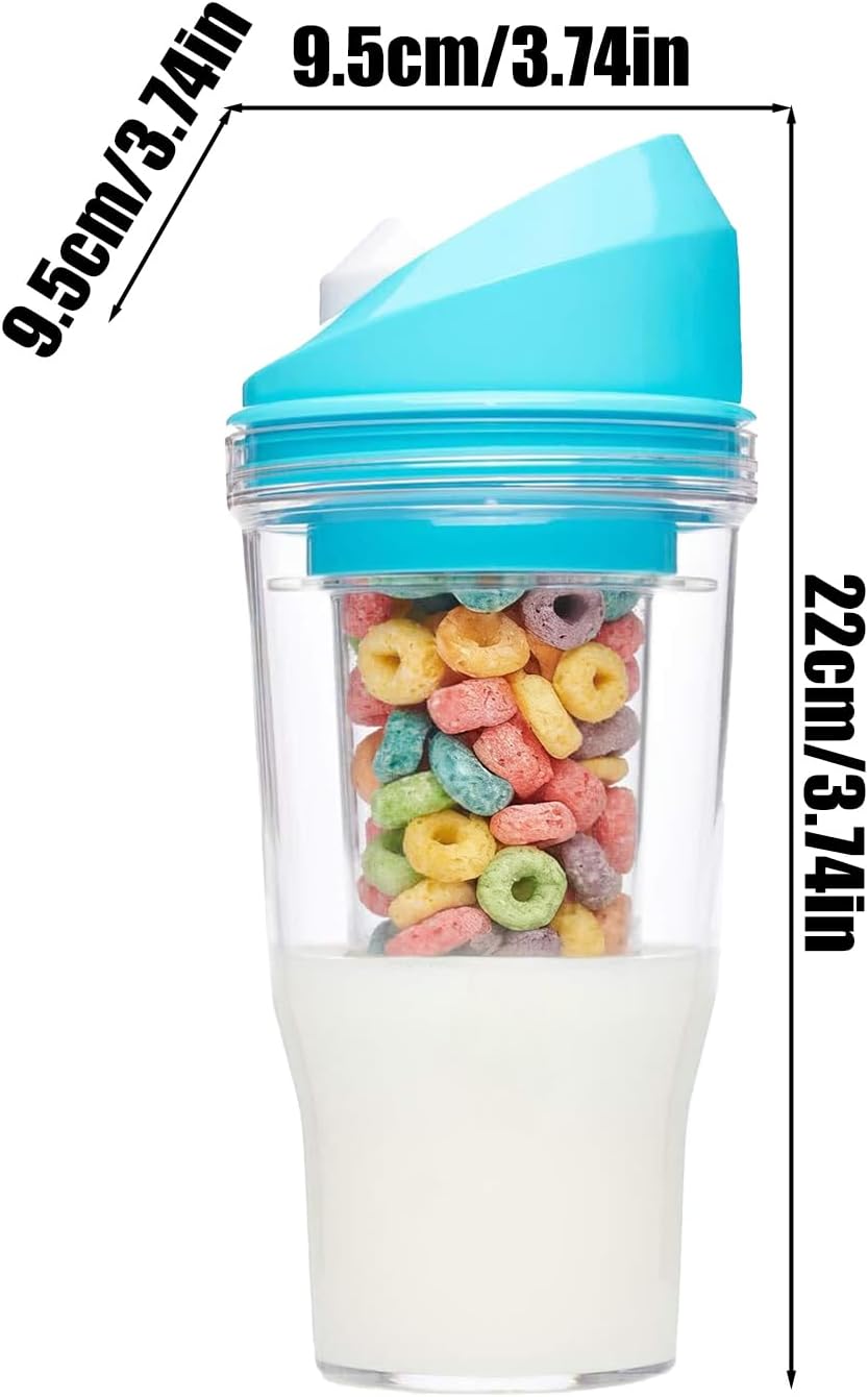 Milk and Cereal Cup | Cereal and Milk Drink Cup - Leak Proof Reusable Tumbler for Storage Breakfast Oats Snack Lunch Fruit