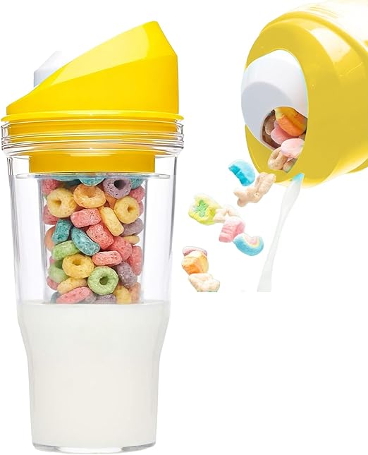 Milk and Cereal Cup | Cereal and Milk Drink Cup - Leak Proof Reusable Tumbler for Storage Breakfast Oats Snack Lunch Fruit