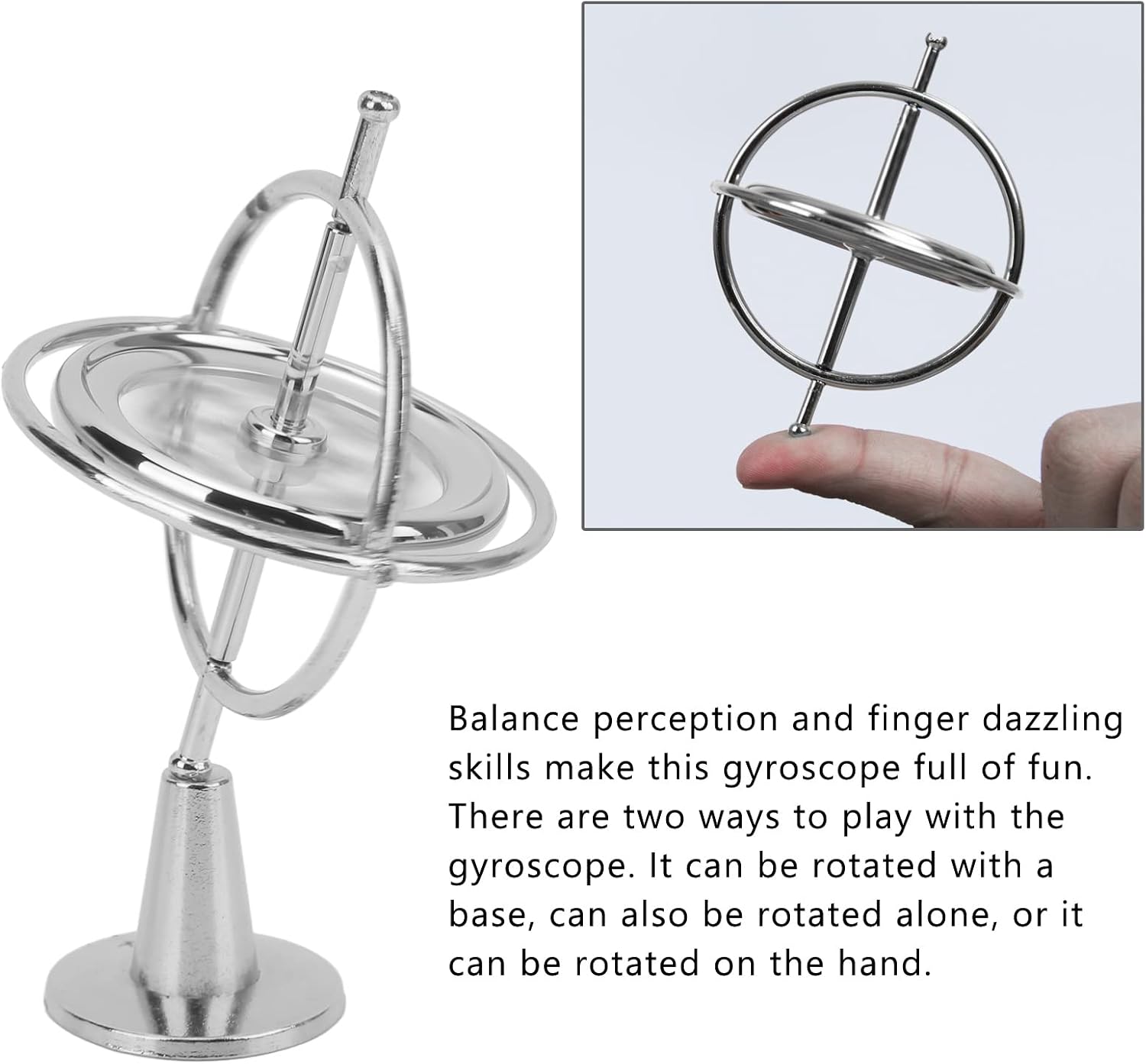 Gyroscope, Zinc Alloy Silver Anti Gravity Toy Gyroscope Balance Toy Metal Gyroscope Mechanical Structure for Adults And Children