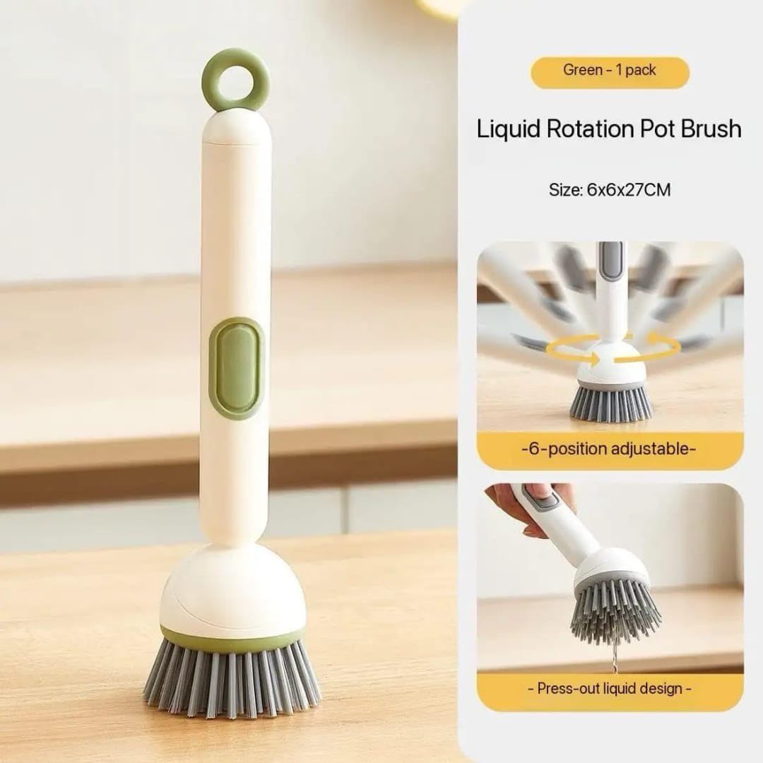 Dish Cleaning Brush with Soap Dispenser | Kitchen Scrubber with Ergonomic Handle