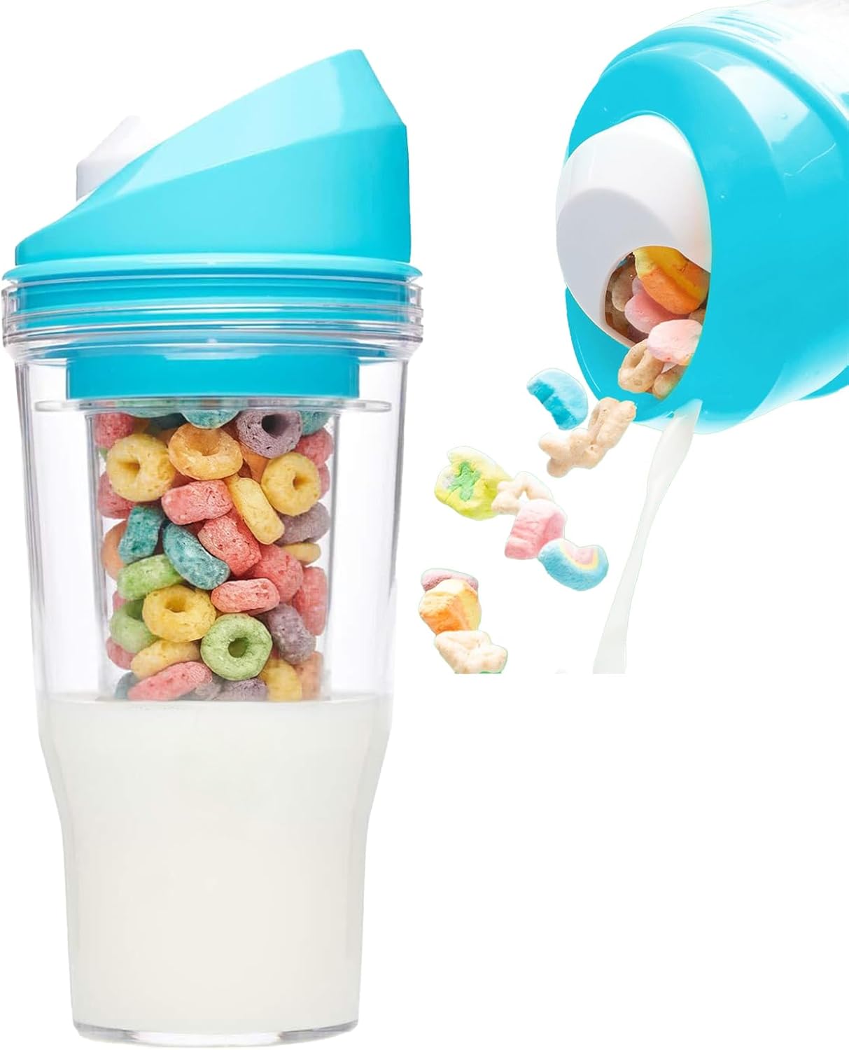Milk and Cereal Cup | Cereal and Milk Drink Cup - Leak Proof Reusable Tumbler for Storage Breakfast Oats Snack Lunch Fruit
