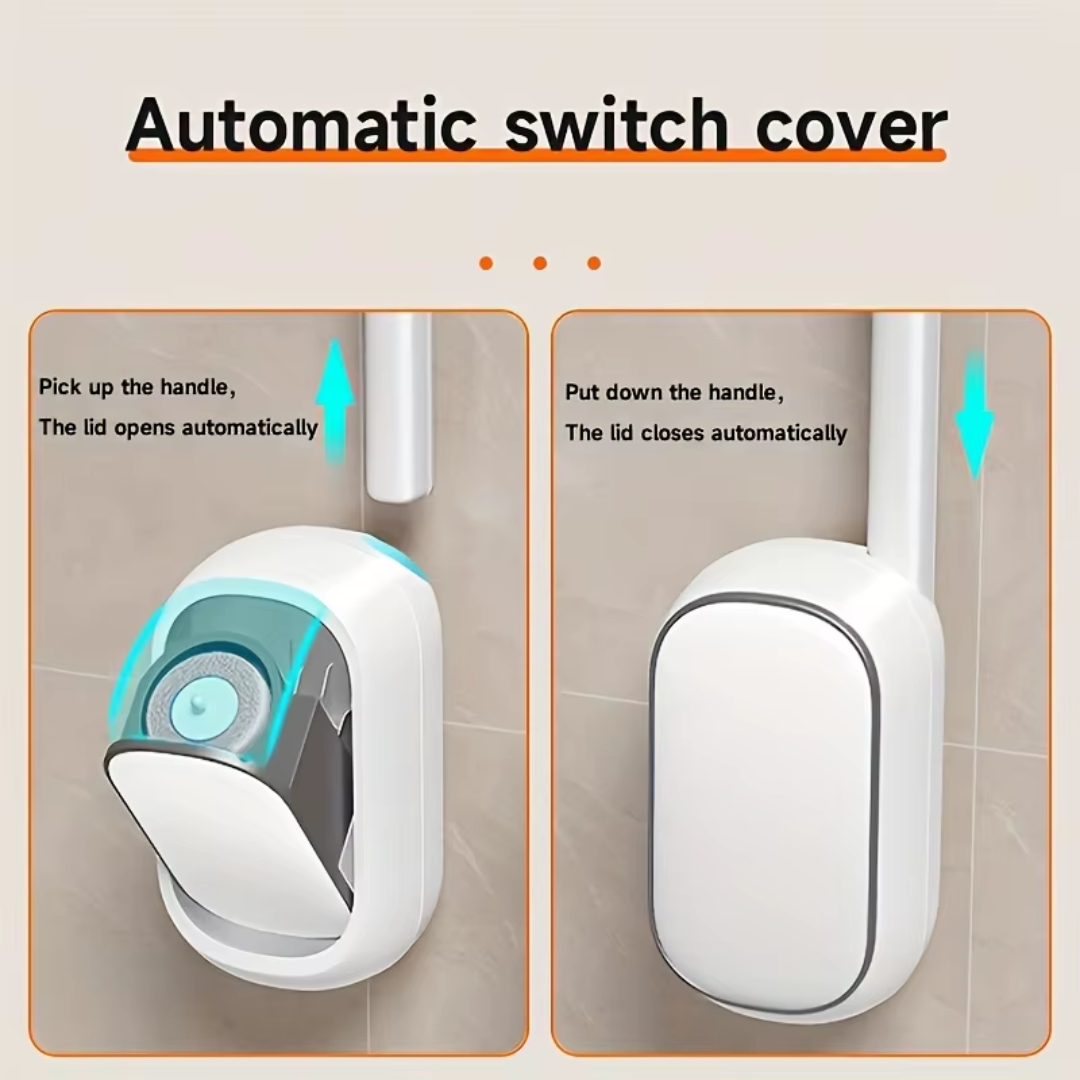 JOYBOS Hands-Free Disposable Toilet Brush with (14 pieces of disposable brush) Holder Set One-Touch Wall Mounted