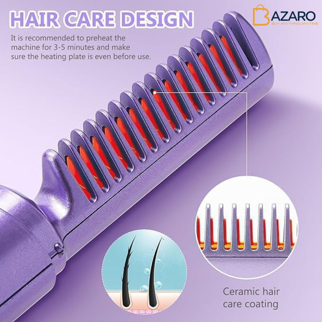 Mobile Heat Comb Cordless Hair Straightener Brush