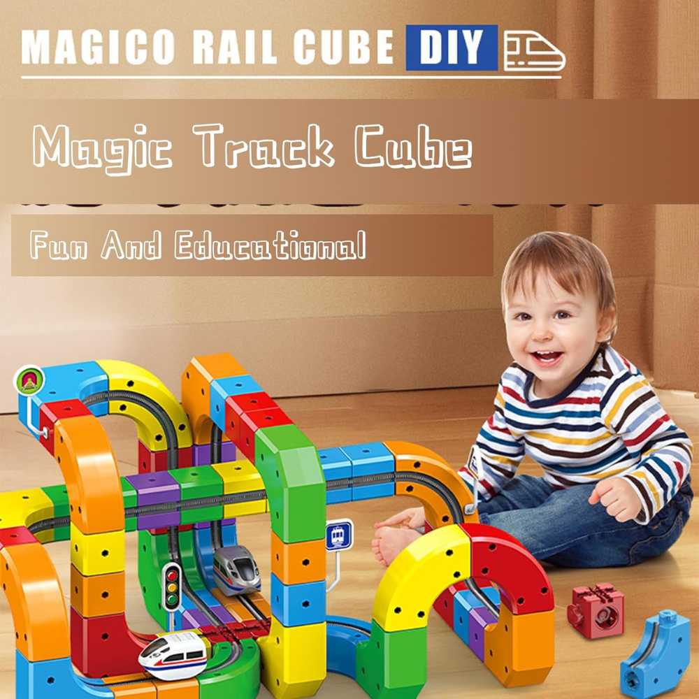 Train Track Fusion Set, Race Track with Cars, Flexible 3D Tracks Car Toys Loop 360°