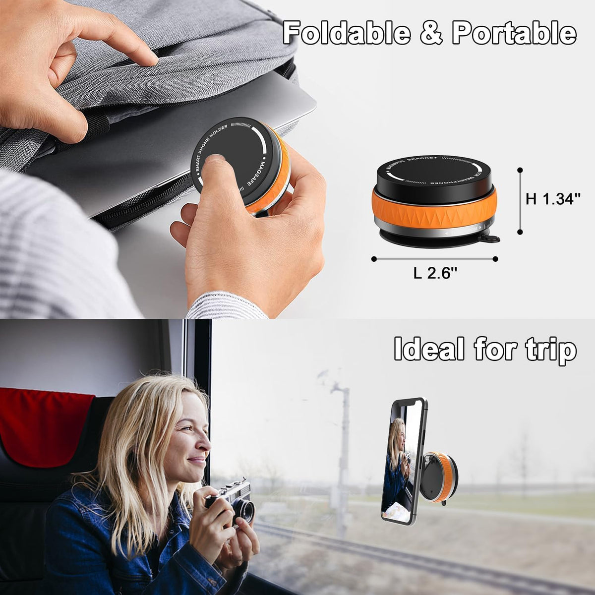 Magnetic Car Phone Holder,360°Adjustable Dashboard Mount with Mounting Pad