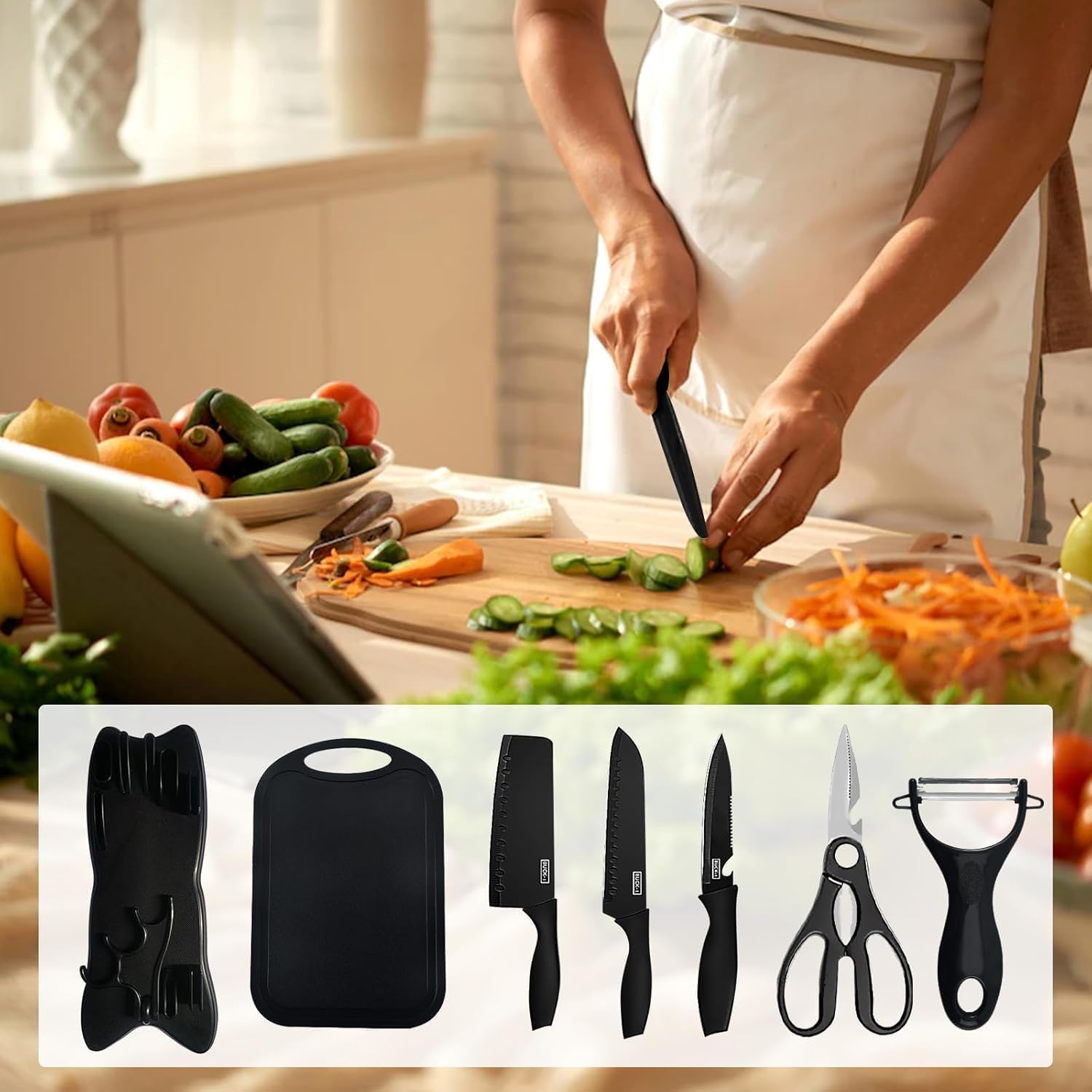 7-Piece Kitchen Knife Set with Chopping Board