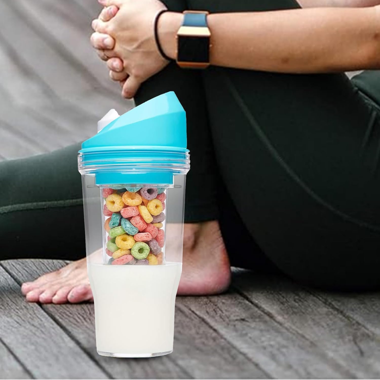 Milk and Cereal Cup | Cereal and Milk Drink Cup - Leak Proof Reusable Tumbler for Storage Breakfast Oats Snack Lunch Fruit