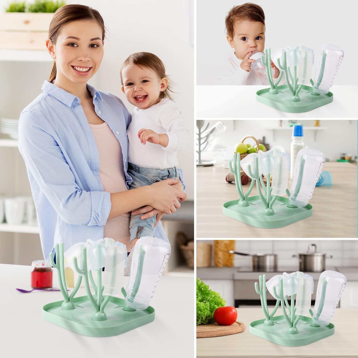 Baby Bottle Drying Rack With Detachable Drip Tray