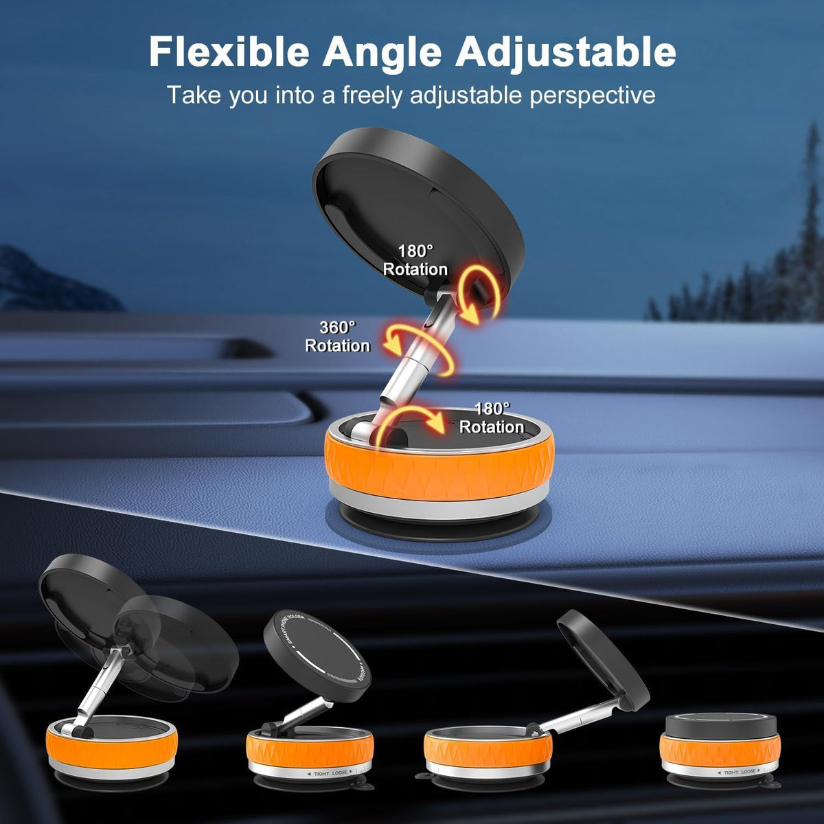 Magnetic Car Phone Holder,360°Adjustable Dashboard Mount with Mounting Pad