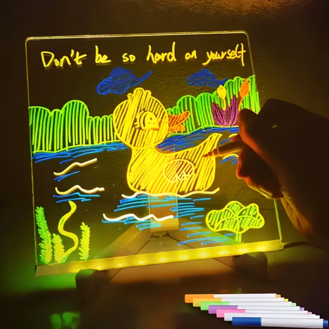 Led Note Board With Colors, Light Up Acrylic Message Board, Glowing Acrylic Dry Erase Board With Light, Led Boards To Write On, Led Writing Board Led Drawing Board