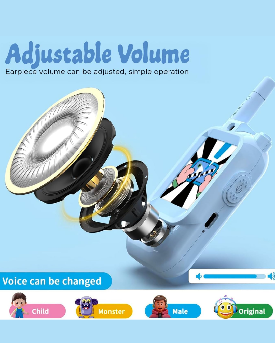 Kids Video Walkie Talkie Toy (pack of 2)(blue and pink) - 2.4G WiFi Rechargeable Handheld Intercom with 2-Inch Screen