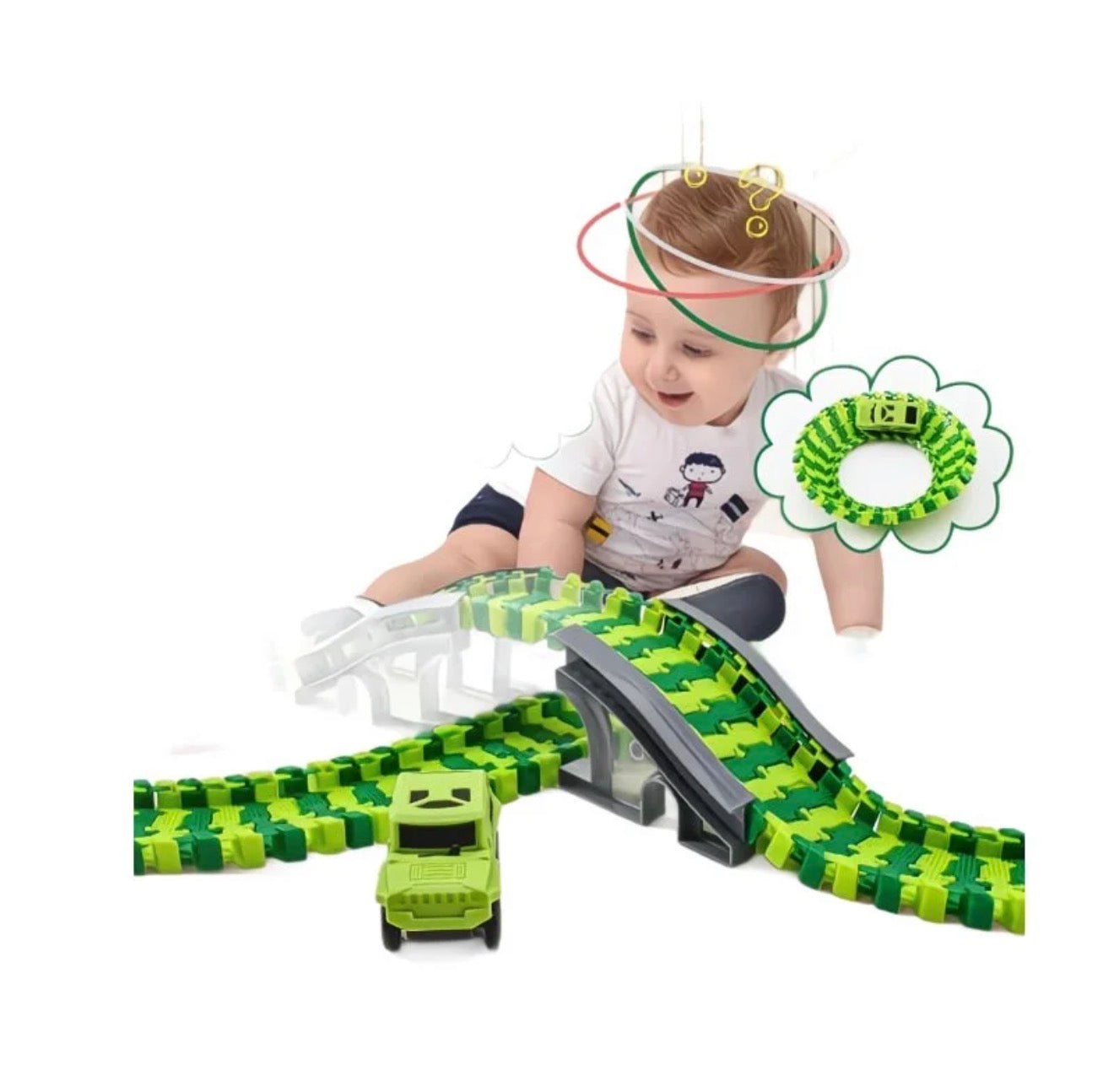125 PCS Construction Race Tracks for Kids Toys,Track Set, Engineering Gifts for 3 4 5 6 Year Old Boys Girls