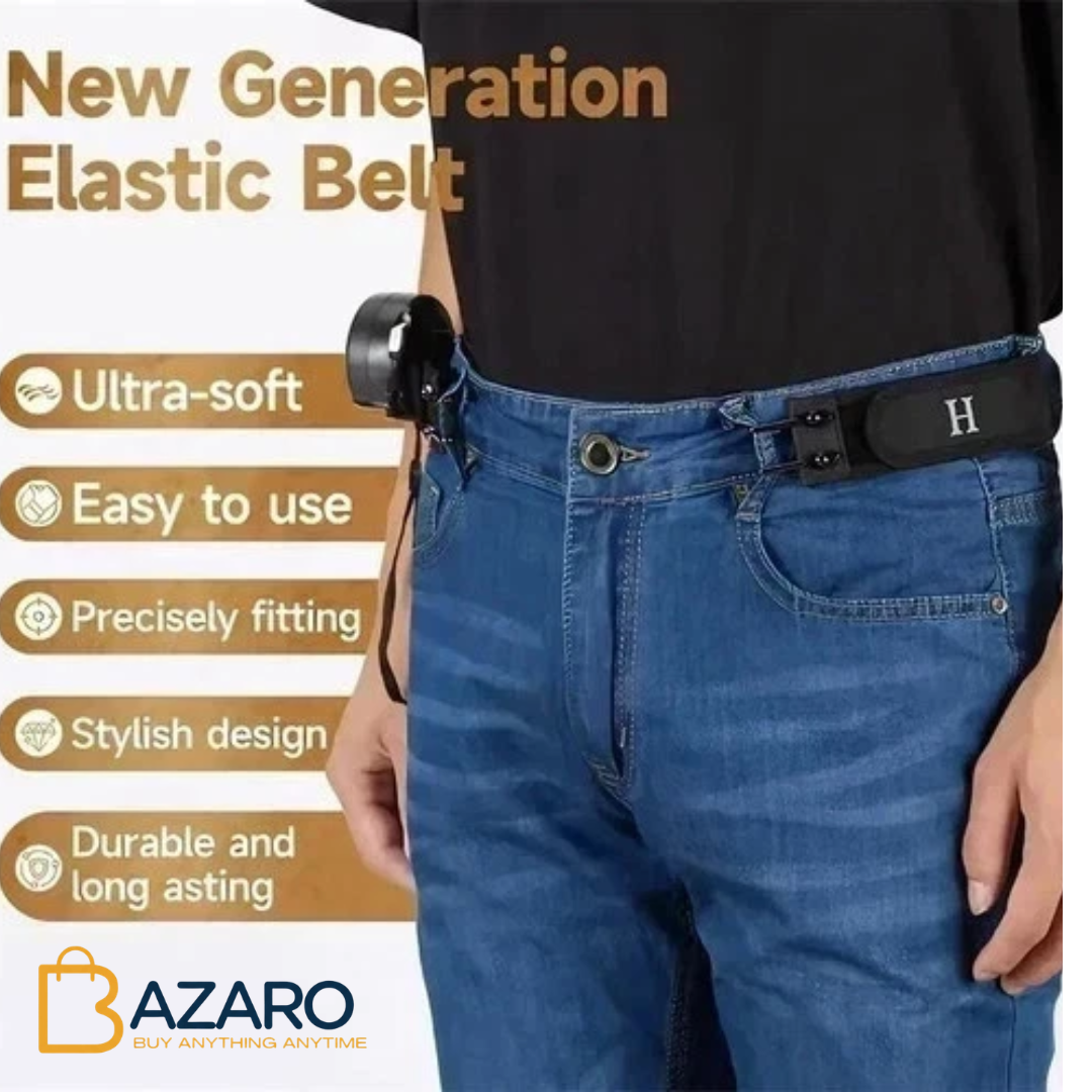 2PCS Tactical Metal Hook Elastic Belt, Adjustable Side Tactical Belt, Jeans Pants 1.5 Inches Wide and Easy To Use