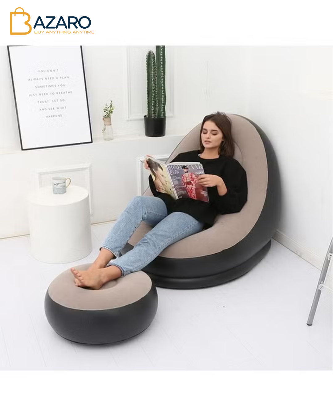 Tobi Air Sofa (TB-3003) | Inflatable Lounger Set, 2-in-1 Sofa Chair with Footstool