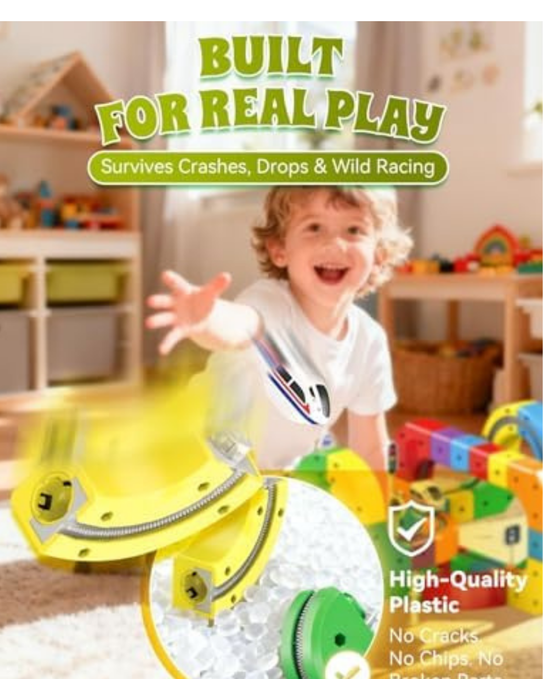 Train Track Fusion Set, Race Track with Cars, Flexible 3D Tracks Car Toys Loop 360°