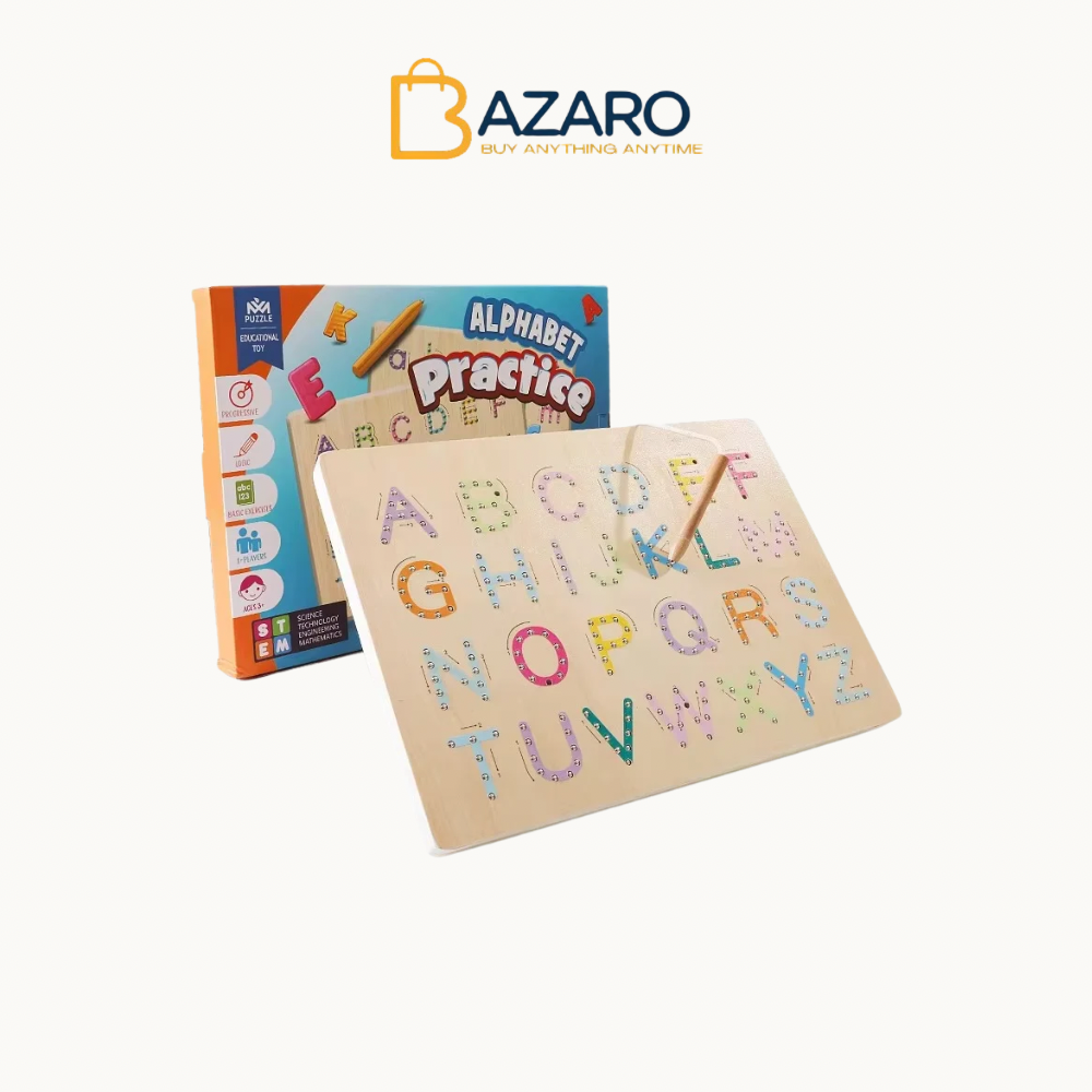 Montessori Kids Alphabet Tracing Board Wooden ABC Alphabet Letter Writing Drawing Pad Uppercase Lowercase Educational Toys