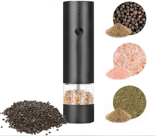 Electric Salt and Pepper Grinder Set Automatic Battery Pepper Mill Shakers Adjustable Coarseness Easy Filling Upgraded Larger Capacity with Led
