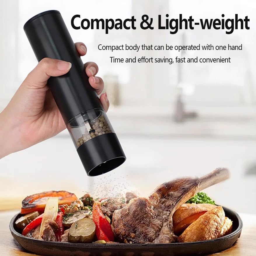 Electric Salt and Pepper Grinder Set Automatic Battery Pepper Mill Shakers Adjustable Coarseness Easy Filling Upgraded Larger Capacity with Led