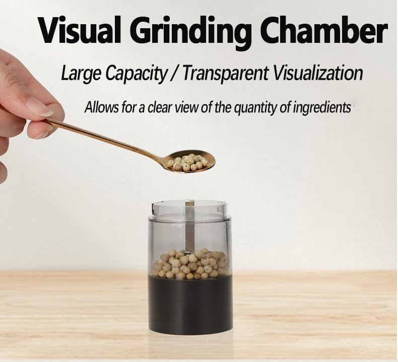 Electric Salt and Pepper Grinder Set Automatic Battery Pepper Mill Shakers Adjustable Coarseness Easy Filling Upgraded Larger Capacity with Led