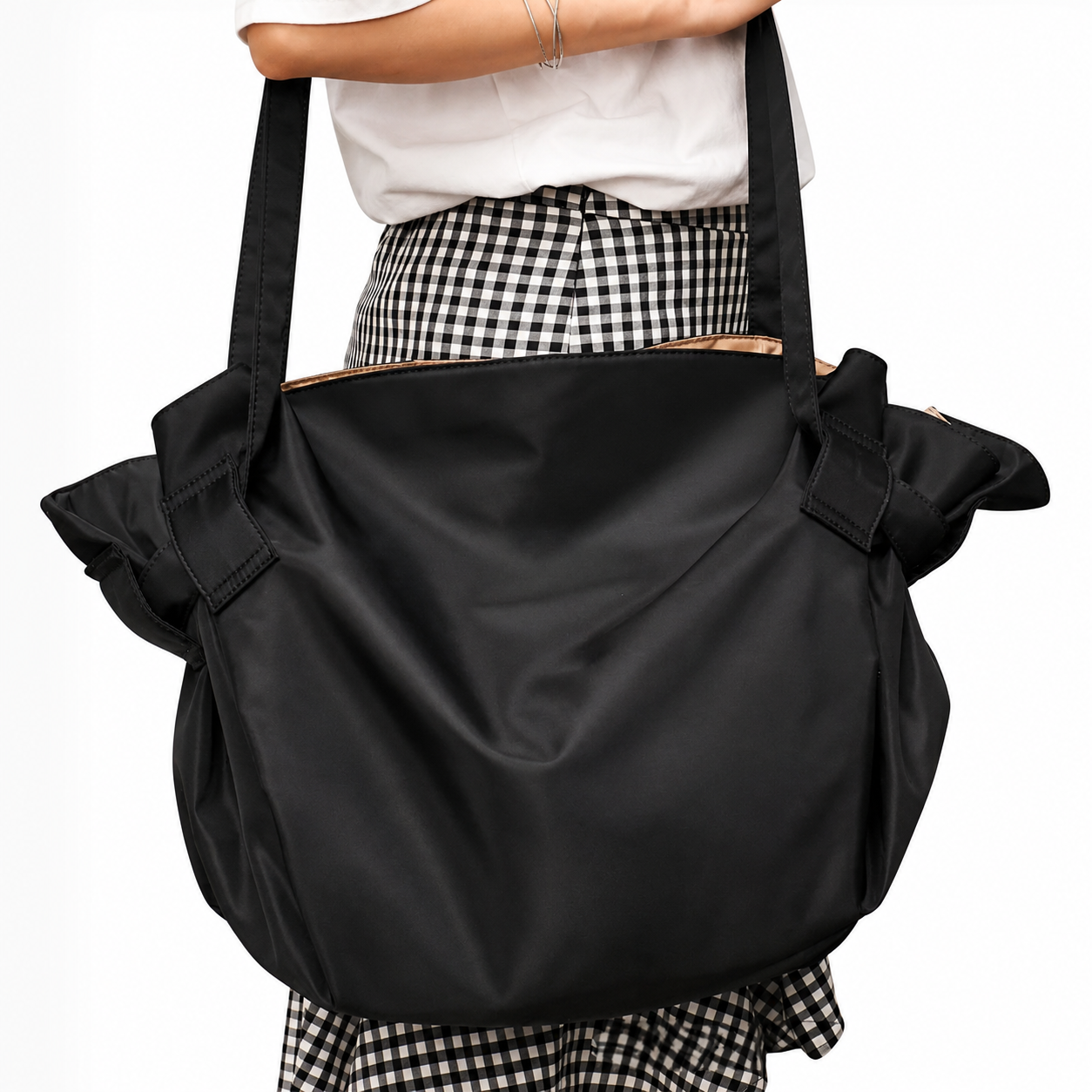 Oversized Lightweight Nylon Shoulder Tote Bag – Casual Everyday Handbag