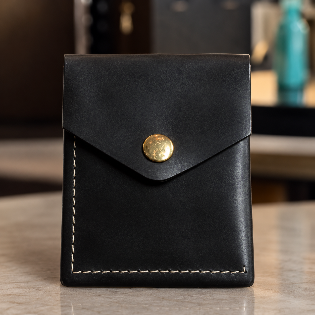 Eclipse Noir Double Fold | Handcrafted Leather Wallet