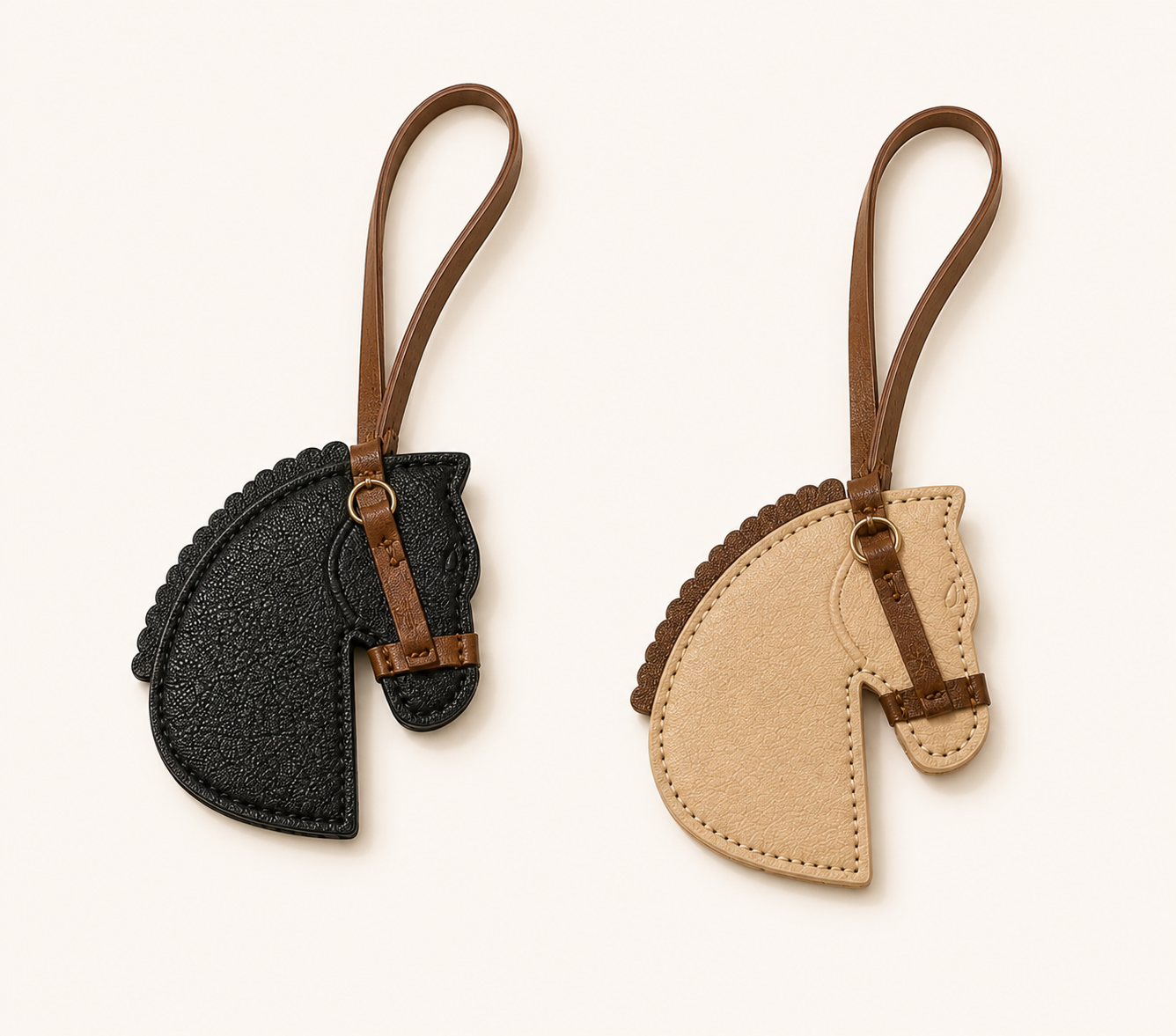 Equestrian Leather Horse Head Bag Charm & Keychain