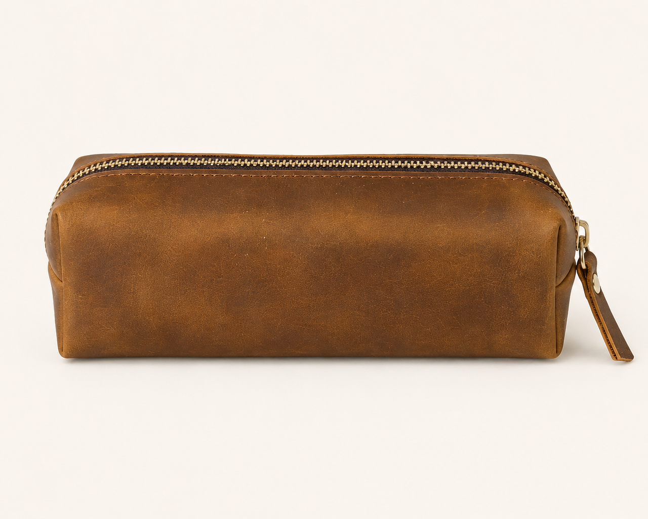 Vintage Leather Pencil Bag Simple Stationery Hoder Pen Case Storage Bag