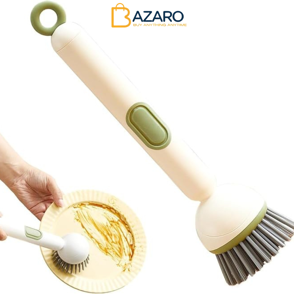 Dish Cleaning Brush with Soap Dispenser | Kitchen Scrubber with Ergonomic Handle