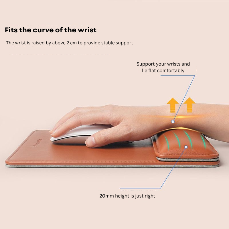 Premium Leather Mouse Pad with Magnetic Wrist Rest