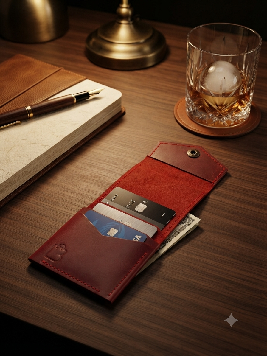 Crimson Crown  | Hand-Crafted Leather Wallet | Slim & Compact design
