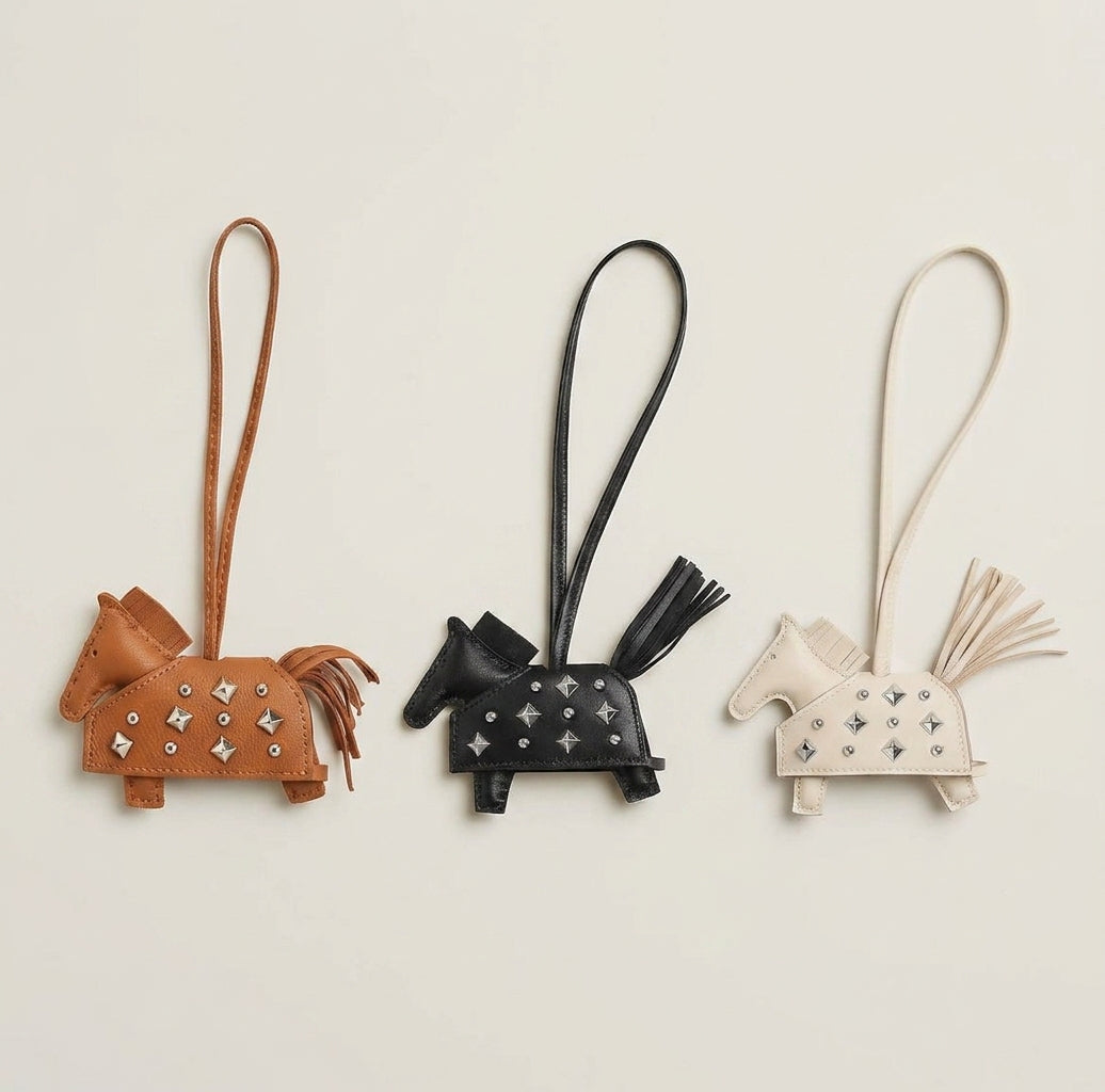 Studded Milo Leather Horse Bag Charm
